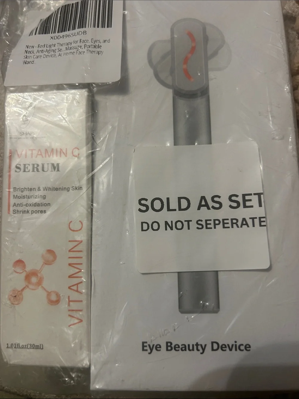 Eye Red Light and Heat Massager & Vitamin C Serum Set